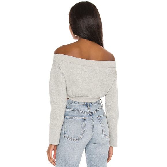 Majorelle Martine Sweater Sweatshirt Cropped Off Shoulder Balletcore Gray Small - Picture 2 of 11
